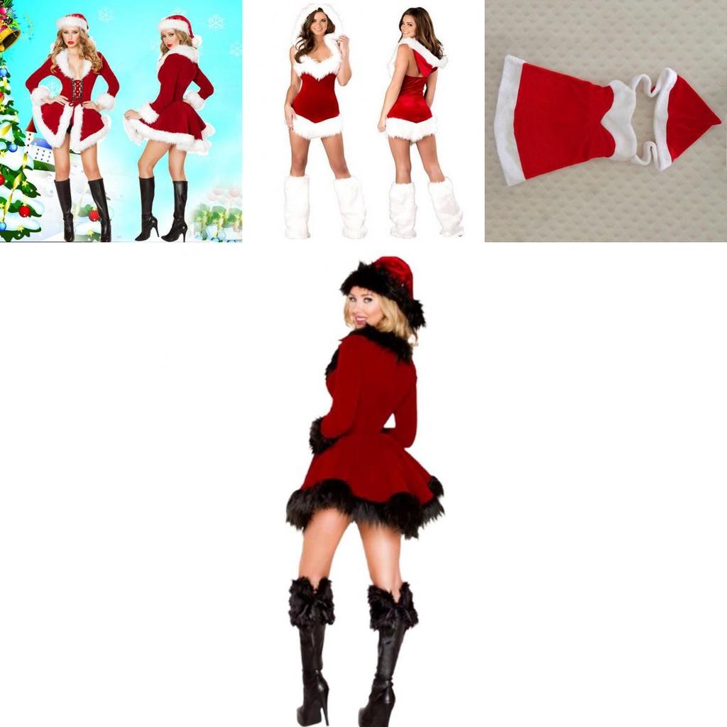 Festive Women's Xmas Dress Red Santa Outfit Off-shoulder Tube Top Cosplay