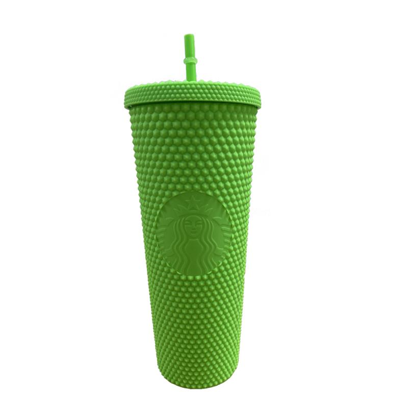 

Double Layered Plastic Straw Cup For Household Diamond Radiant Water Bottles Coffee Straw Cup Drinks Bottles Mugs 710ml