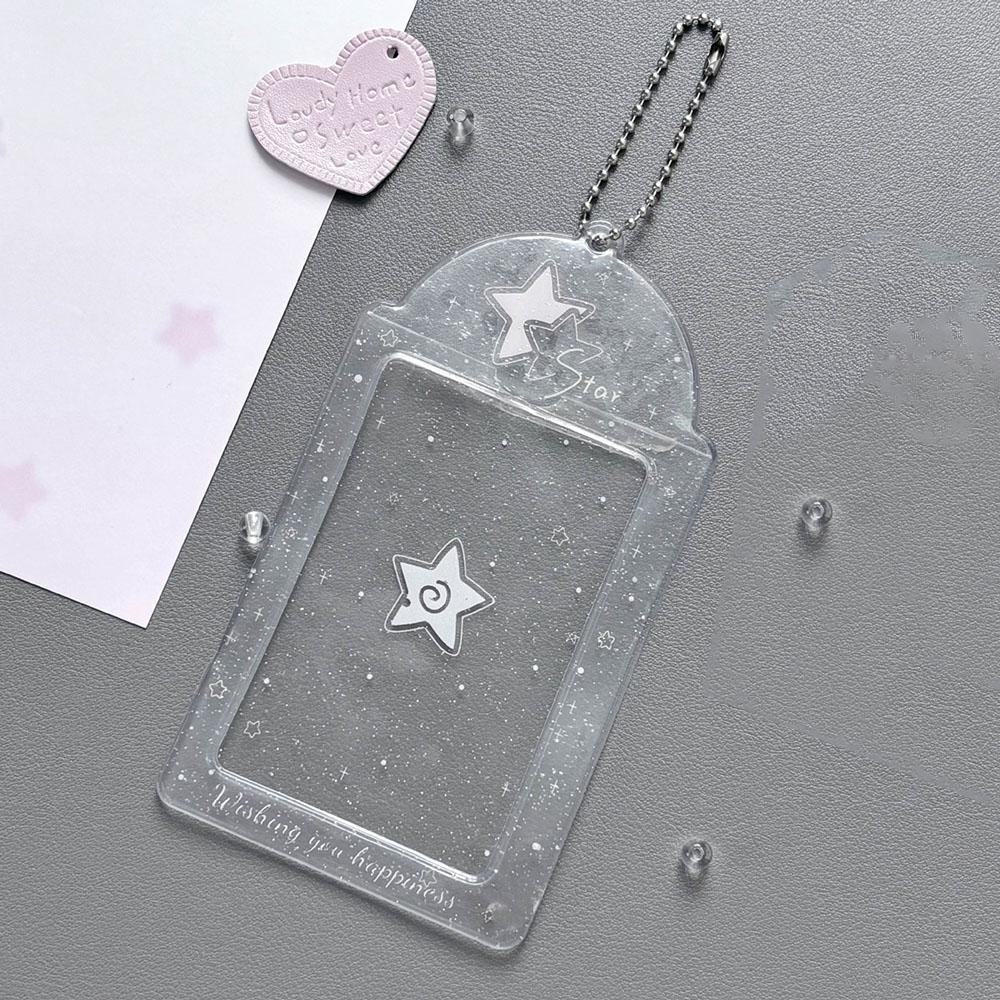 Transparent Glitter 3 Inch Photocard Holder PVC Heart Card Holder Storage Idol Card Display Protective Pendant Photo Card Holder