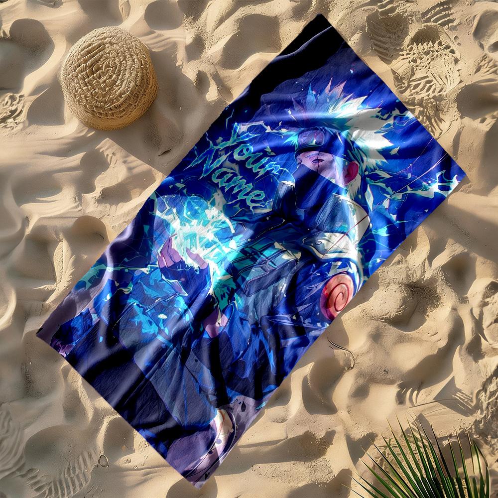 Naruto Character Personalized Text Beach Towel Quick-Dry Soft Microfiber Perfect for Traveling Yoga Camping and Swimming