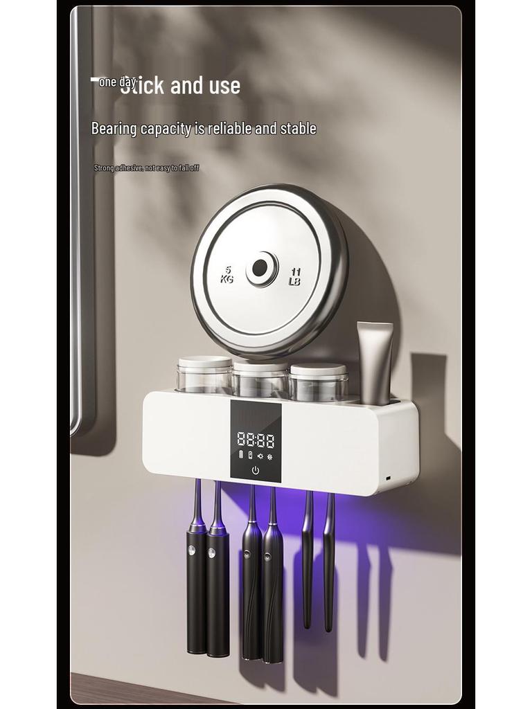 Wall-Mounted Smart Toothbrush Sterilizer with UV Air-Drying and Holder