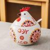 Ceramic Seasoning Pot Rooster Style Kitchen Household High-end Moistureproof Seasoning Salt Box Spicy Pot with Lid with Spoon
