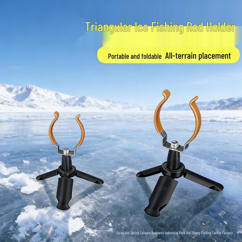 Portable Foldable Ice Fishing Rod Holder with Reel Seat - No Disassembly Needed