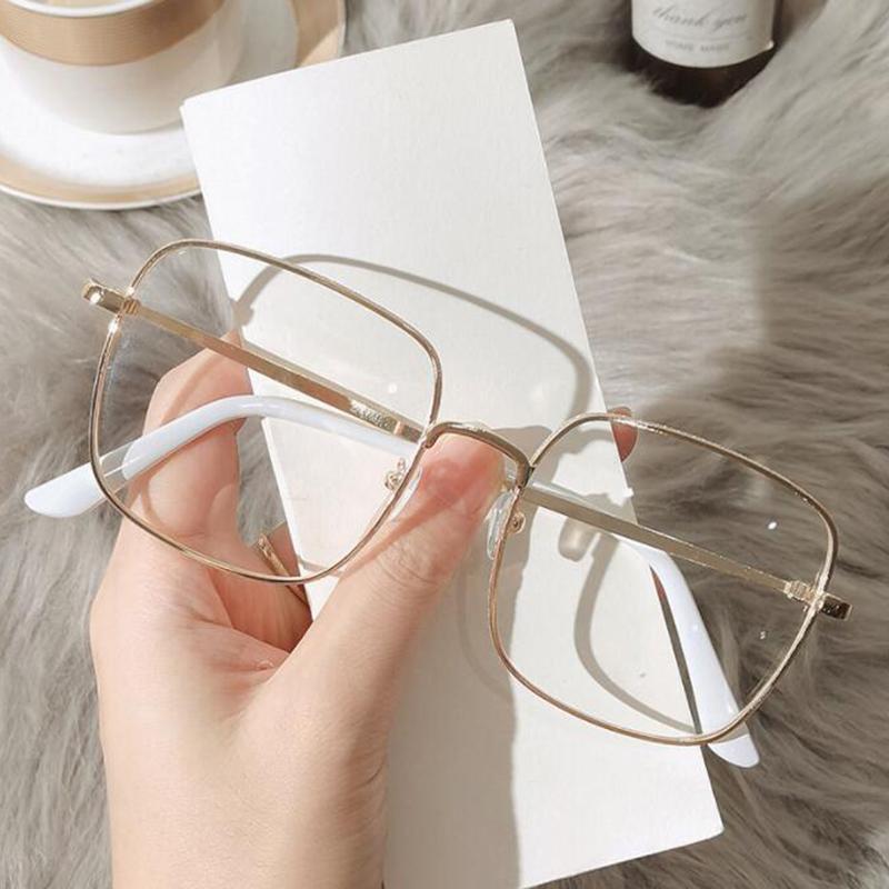Big Square Myopia Glasses Women Men Metal Frame Prescription Eyewear 0 to -6 0 Diopter Large Size Fashion Eyeglasses