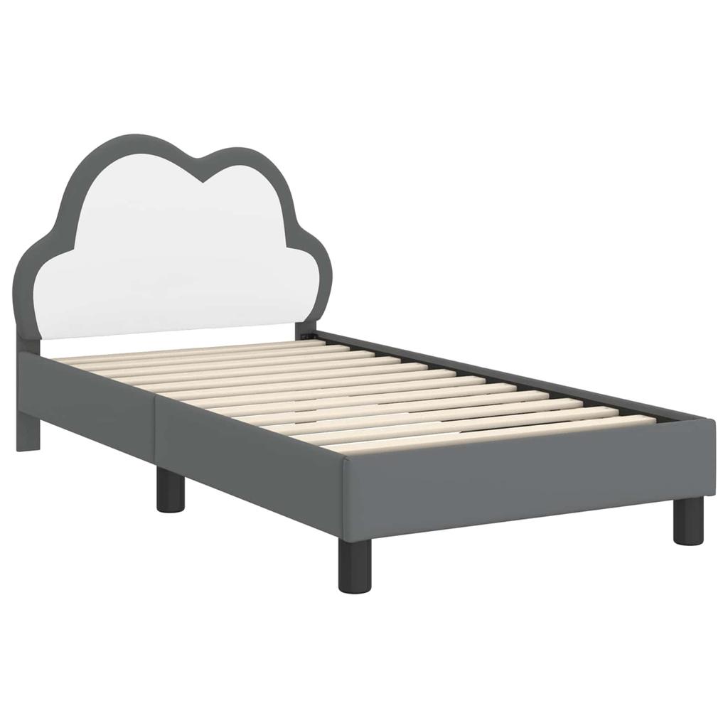 Kids Bed Frame with Headboard Light Grey 80 x 160 cm PU