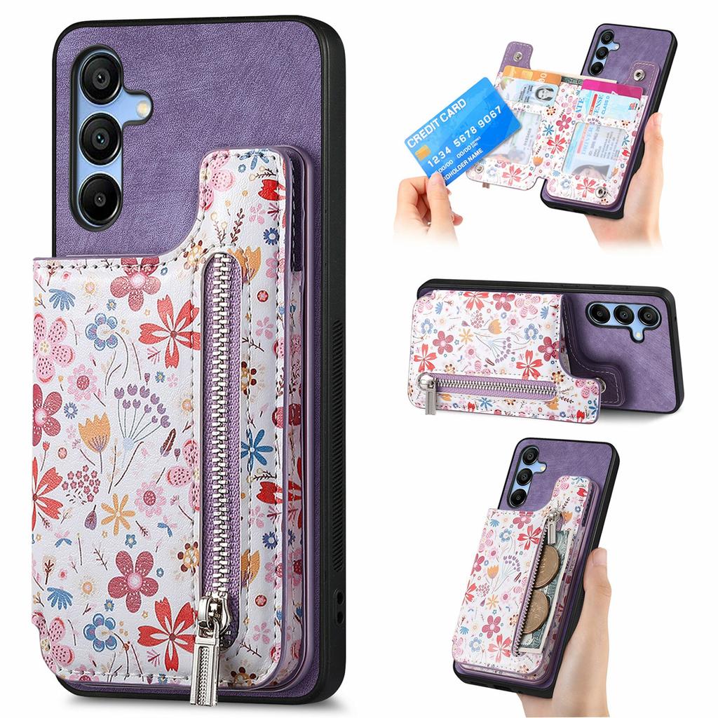 D10 For Samsung Galaxy A16 5G/A16 4G Case Pattern Kickstand Wallet Leather+TPU Phone Cover RFID Blocking
