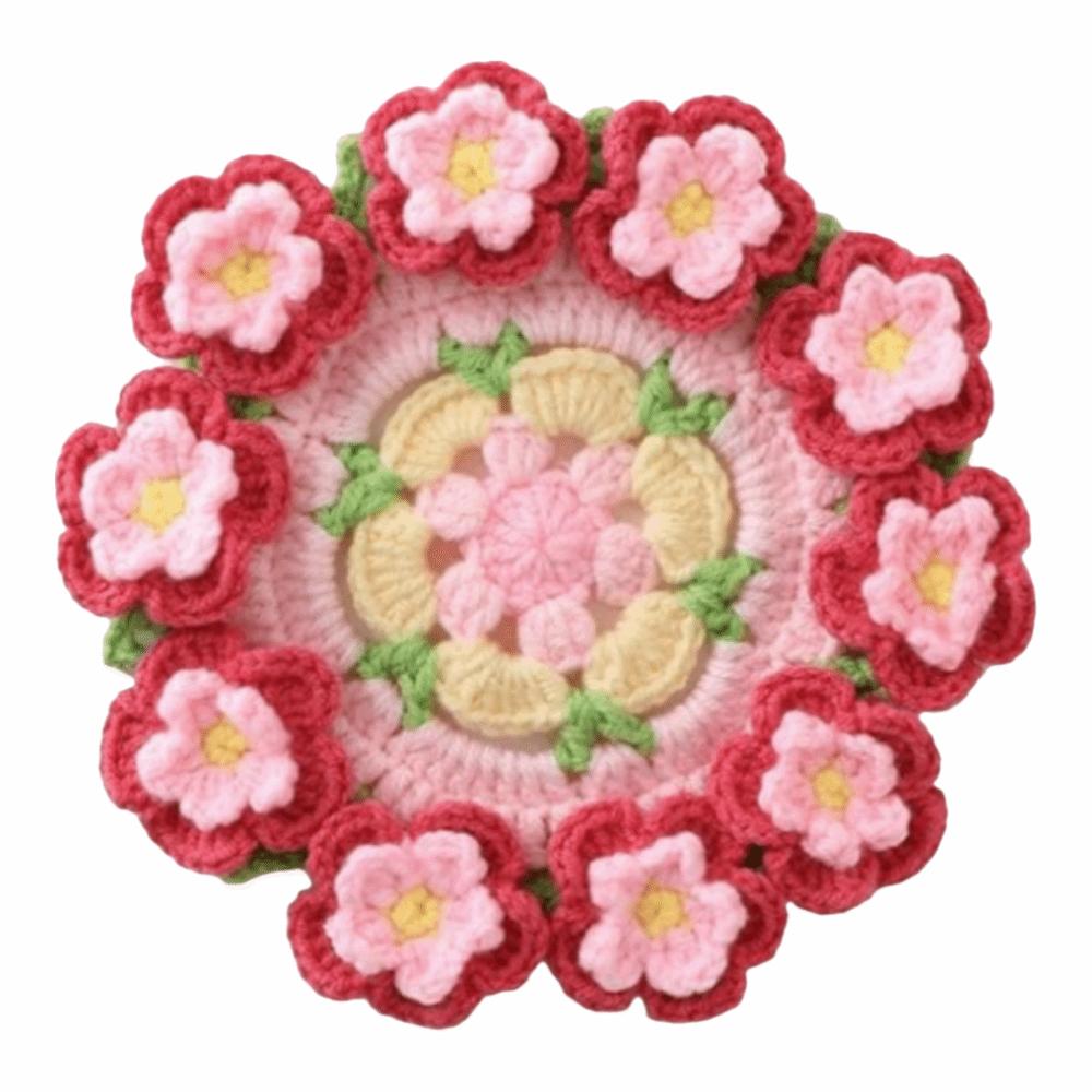 Handwoven Flower Bouquet Coasters Washable Coffee Table Cupmat Crochet Coasters Office Decor