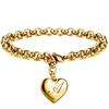 1 StückNeuer Goldfarbener Initialbuchstabe Herzanhänger Armbänder Für Frauen Edelstahl Gliederkettenarmband Mit 26 Buchstaben Graviert