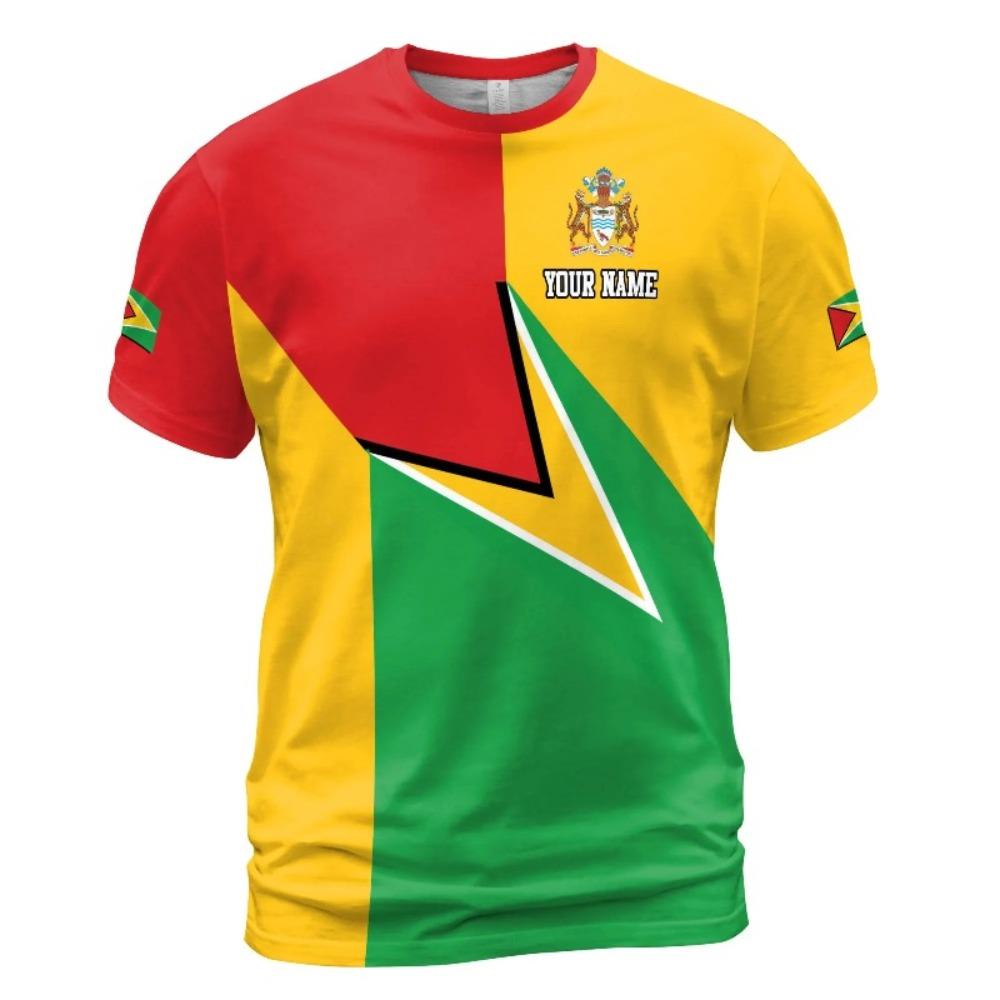 Free Custom Name Patriotic Guyana Flag 3D Printed Graphic Men's T-Shirt Women's Universal Tops T-Shirt Fashion Men's Clothing