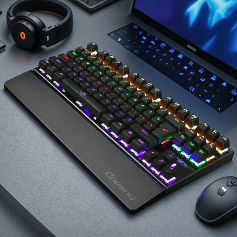 

RGB Подсветка Игровая Механическая Клавиатура USB Проводная 26 Клавиш Anti-Ghosting Эргономичный Дизайн для ПК Игр чёрный