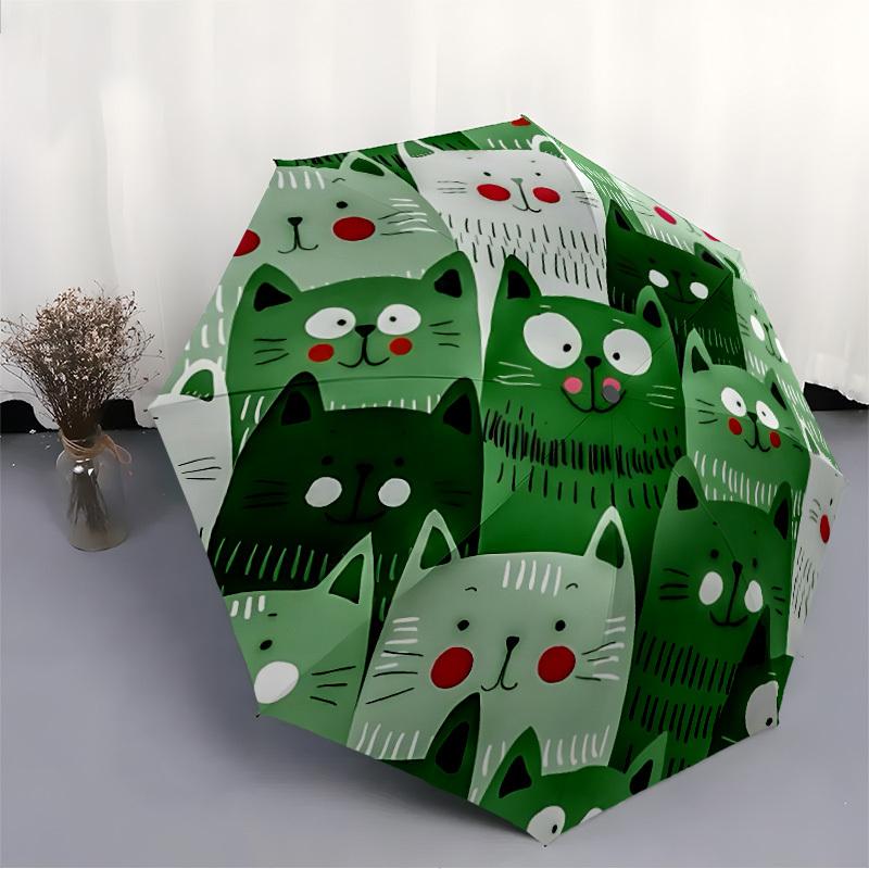 1 pièce Parapluie Automatique Ouverture/Fermeture Motif Chat, Structure Robuste à 8 Baleines, Parapluie de Voyage Portable, Fêtes, Usage Quotidien, Accessoire d'Extérieur, A