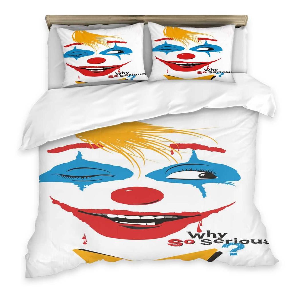 Cartoon Clown Duvet Cover for Kids Boys Girls Queen King Lightweight Quilt Cover Funny Circus Bedding Set Bedroom Decor No Quilt