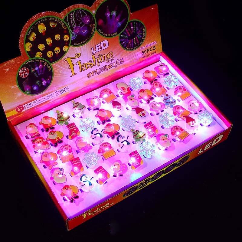 50pcs Halloween Decorations Creative Cute Pumpkin Ghost Eye Rings for Children Halloween Luminous Rings LED Flash Finger Ring