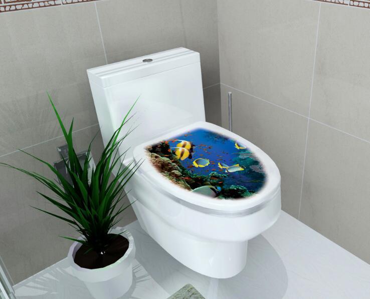 1pc 3D Toilet Seat Wall Sticker Art Wallpaper Bathroom Decals Self-adhesive Removable Toilet Lid Sticker Home Decor Accessories
