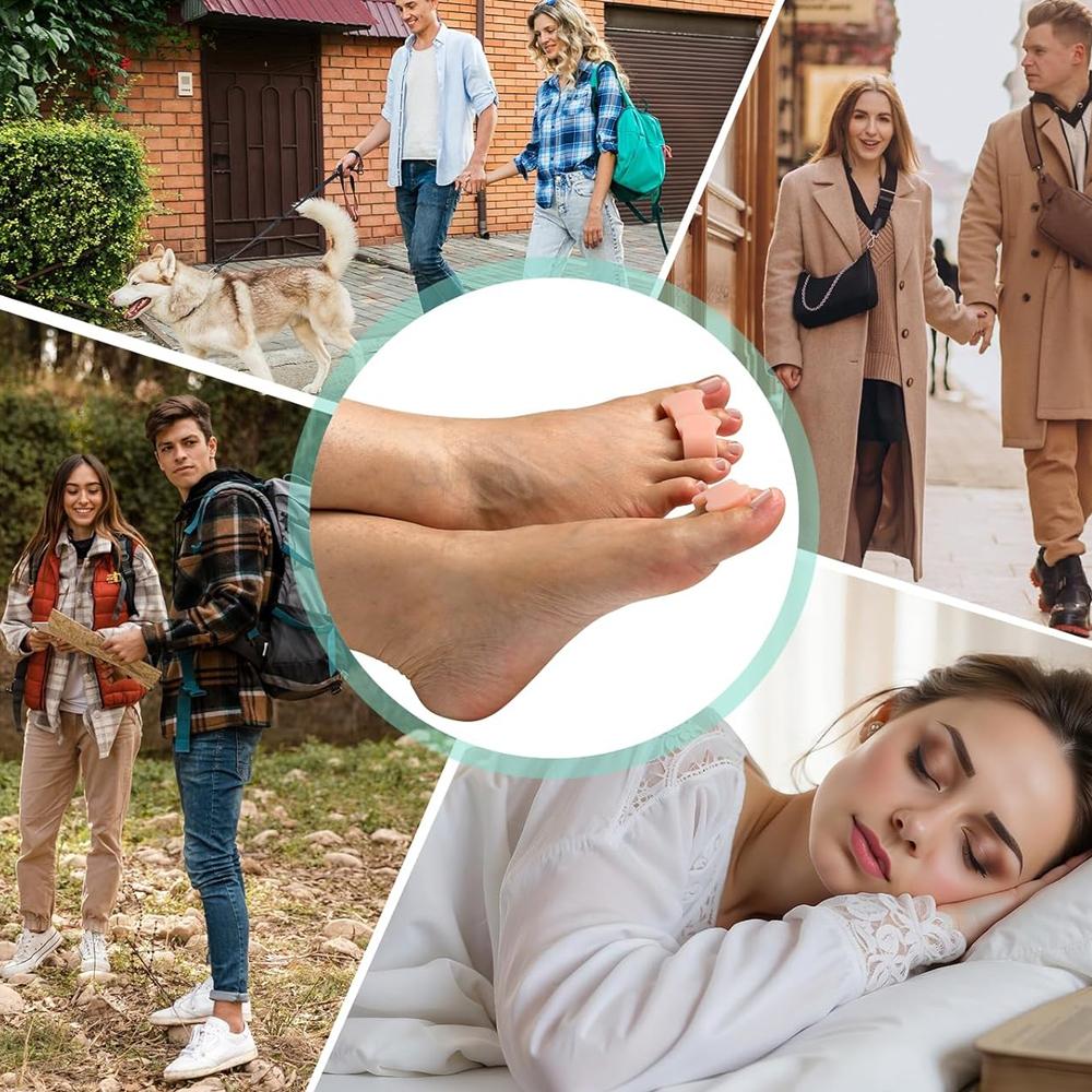 6 Paar Zehentrenner für überlappende Zehen Gel-Hammerzehenstrecker und Ballenzeh-Entlastungspads Silikon-Großzehenspreizer zur Hallux-Valgus-Korrektur