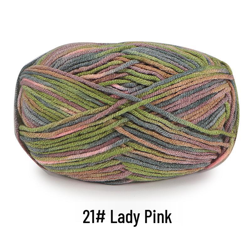 Aou Ou 5-Strand Variegated Milk Cotton Yarn Ball, Floral Medium-Thick, for Baby Scarves and Slippers.