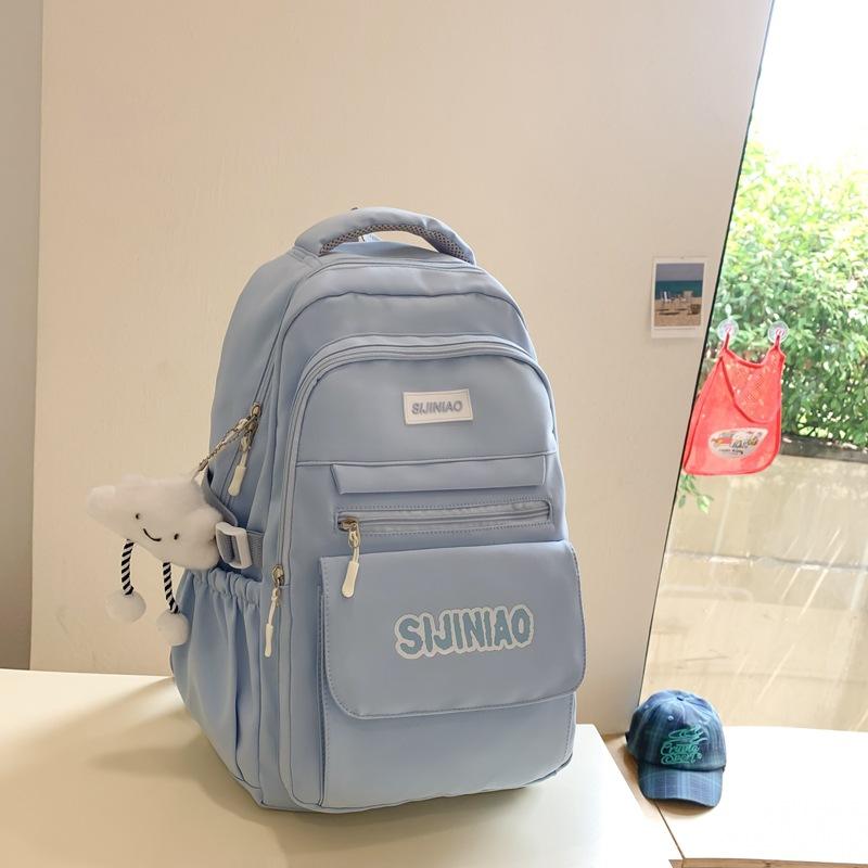 Schoolbag Korean Version Ins Simple Campus Soft Girl Girl Schoolbag Japanese Harajuku Style Large Capacity Solid Color Middle School Student Backpack