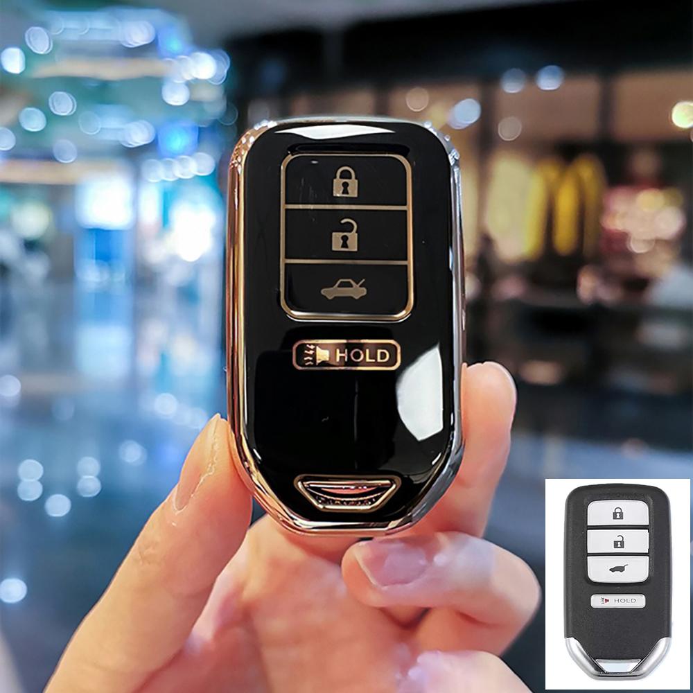 4 Buttons Plating Tpu Car Remote Key Fob Cover Case For Honda Accord Ex Exl Civic Crv Hrv Pilot Ridgeline  - Pocketor