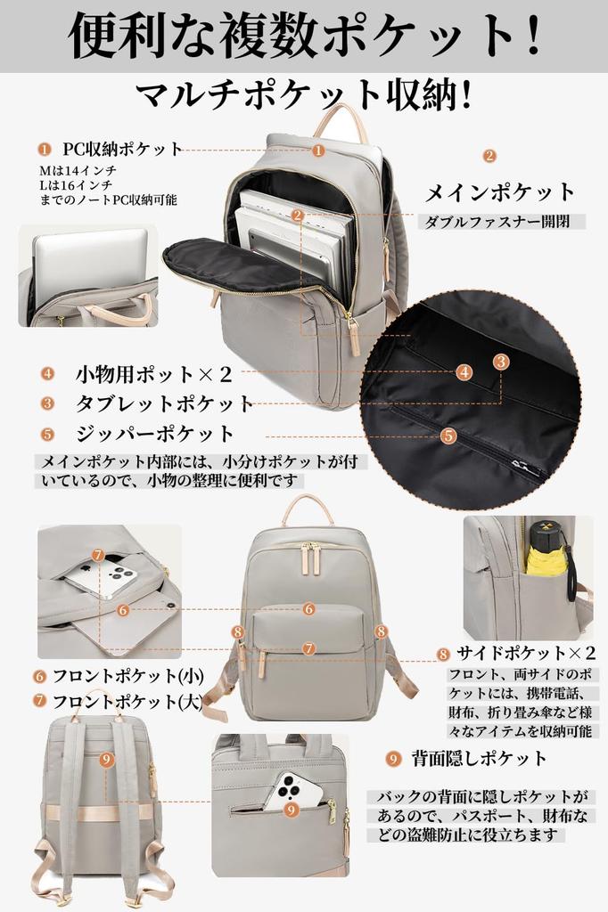 [CARRY ALL BEFORE ONE] Women's Lightweight Business Laptop Backpack with Solid Color, Fits A4 and 16-inch Laptops, Includes a Separate Laptop Pocket