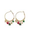 Festive Rhinestone Jingle Bell Earrings: Christmas Tree, Bowknot, Ear Pins & Hoops.