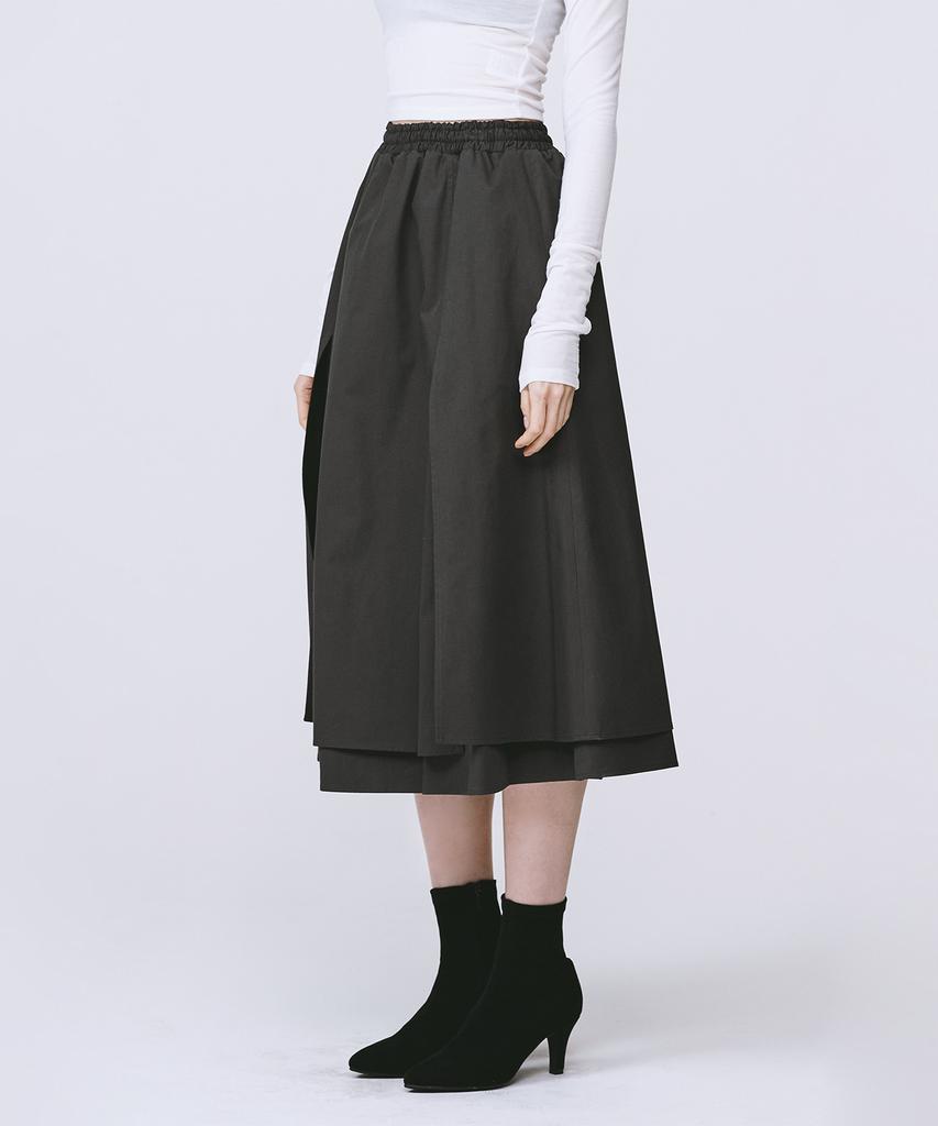 Monophobia Double Flared Cotton Skirt Grey Double Flare Slit Skirt Grey