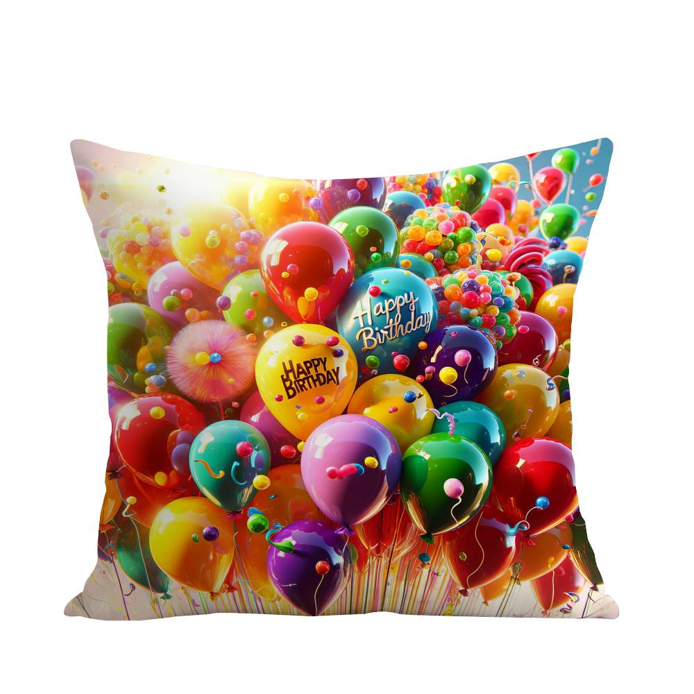 classic Happy birthday Pillow Case Sofa Decorative Home Double-sided Printing Short Plush Cushion Pillow Cover Holiday Gift