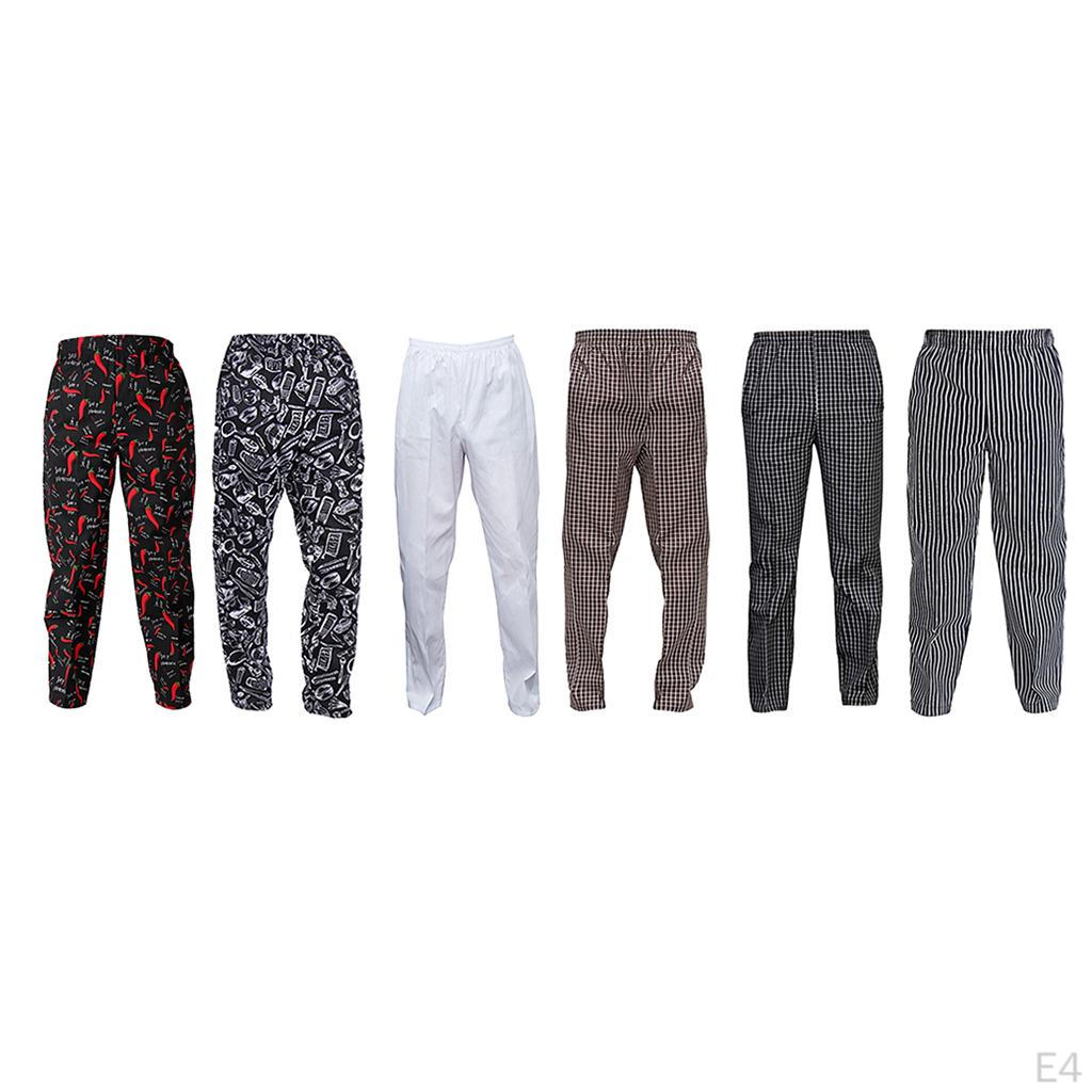 Chef Baggy Pants for Men / Women Cooking with Pockets and Elastic Waist, 6 Patterns Sizes Optional