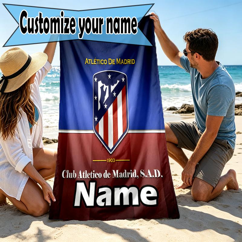 Custom Name Personalized Football Team Print Beach Towel, for Trip Camping Beach Party Home Decor, Birthday Gift for Family & Friends