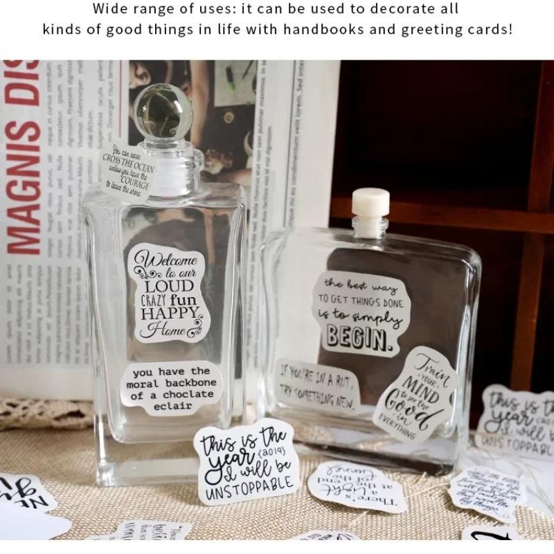 46Pcs/Box English Words Stickers Vintage Letter Paper Stationery Sticker Set for Diy Scrapbook Card Making Craft Lettering