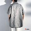 Print Short Loose Plus Korean Street Summer Soft to the Japanese Front Longer Slightly Slim Mode X-cross Men's All-Over Shirt, Sleeve, Stylish,