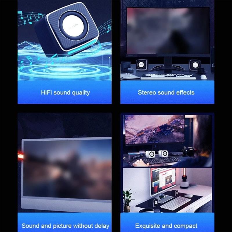 New Lenovo A200 Computer Speakers HiFi Sound Quality RGB Cool Light Effect Stereo Sound Effects Mini Wired Speaker Erazer