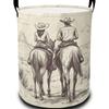 1pc DOKRIY Western Cowboy Foldable Laundry Basket - Cowboy Print Tote Bag Hamper, Canvas Storage Organizer Suitable for Bathroom/Laundry/Bedroom Stora