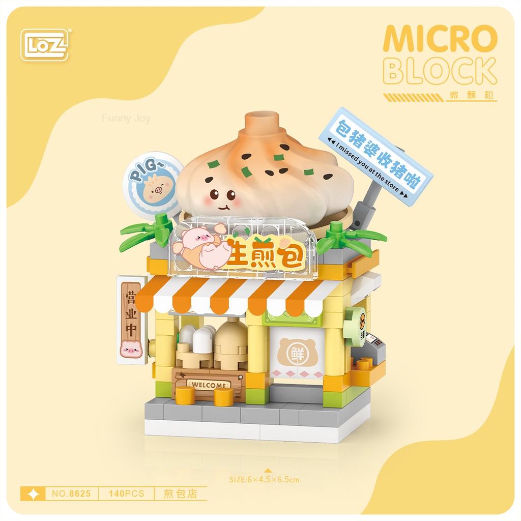 LOZ Panda Pet Restaurant Dessert Coffee Pet Fruit Store Street View Food House Building Blocks Kit Bricks Model Toy