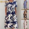 Fashion Summer Spring Short Sleeve O-Neck Casual Dresses International Design