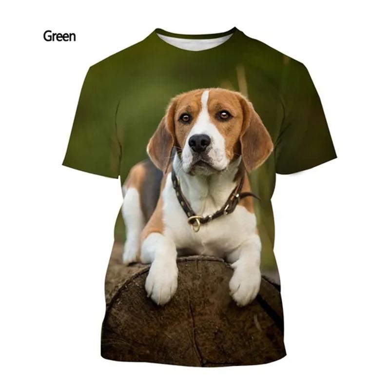 Summer New Fashion Men's  3D Printing T Shirts Animal Dog Beagle Casual Short-sleeved Street T-shirt Top Quality Tees