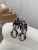 Fashion Block Heels 2025 Sandals Female Shoe Breathable Chunky New Girls Closed Comfort Gladiator Fashion Low Beige Rubber Rome Scandals