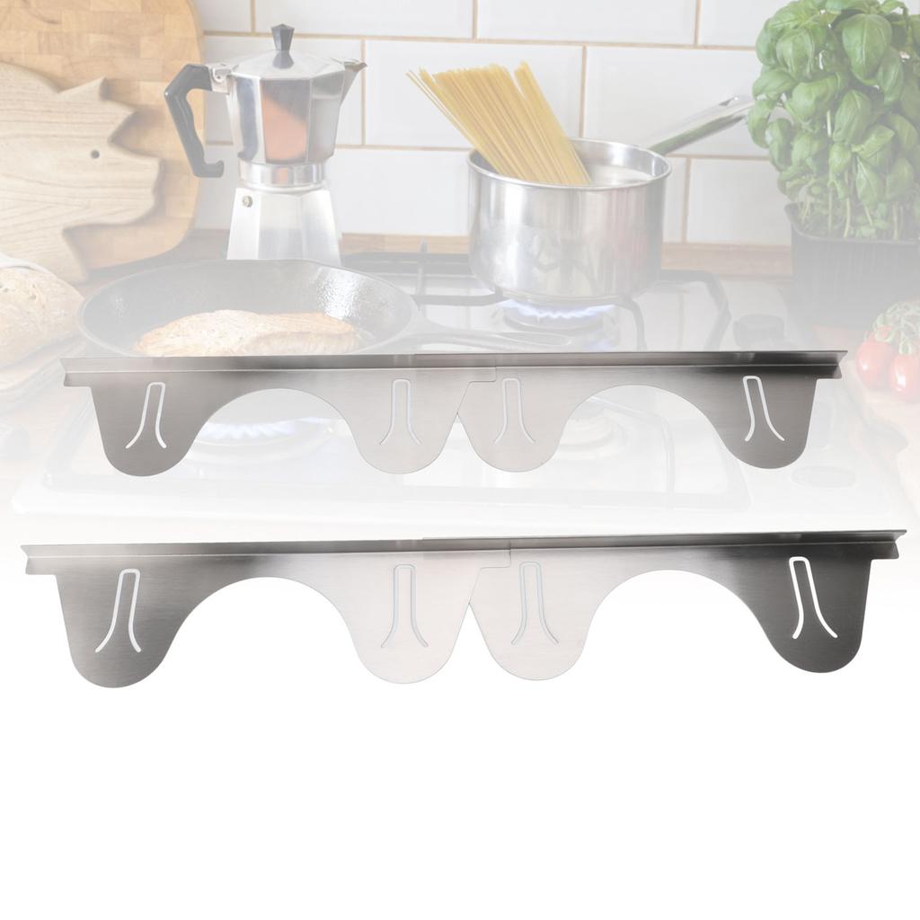 2 Pairs Stove Gap Cover Stainless Steel Retractable Stove Oven Gap Filler Guard Kitchen Counter Side Gap Silver 35cm to 70cm