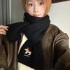 Falling Pool Knitwear: Women's Cute Puppy Embroidered Winter Scarf - Warm, Versatile Cartoon Neck Warmer