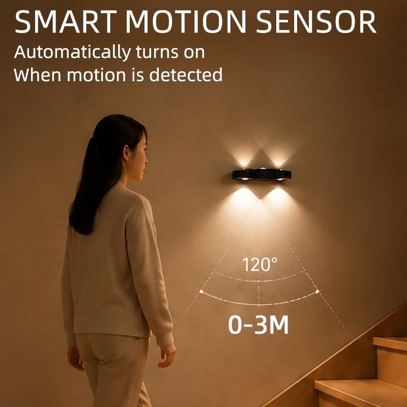 Tricolor or RGB PIR Human Body Sensor LED Wall Lamp Magnetic Night Light USB Rechargeable Cabinet Light Indoor Stair Decor with Remote Control