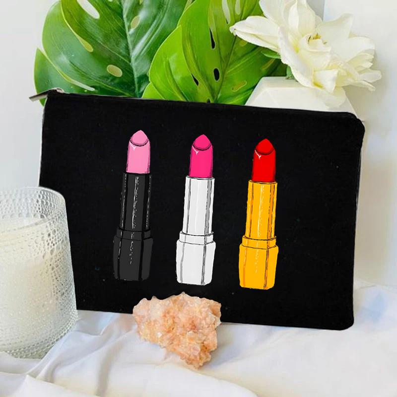 Mini Makeup Bag Women Red Lips Bite The Bullet Print Clutch Evening Bag Female Red Lip Fashion Lady Party Lipstick Cosmetic Bags