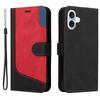 For iPhone 16 Plus Case 3-color Splicing PU Leather Wallet Phone Cover