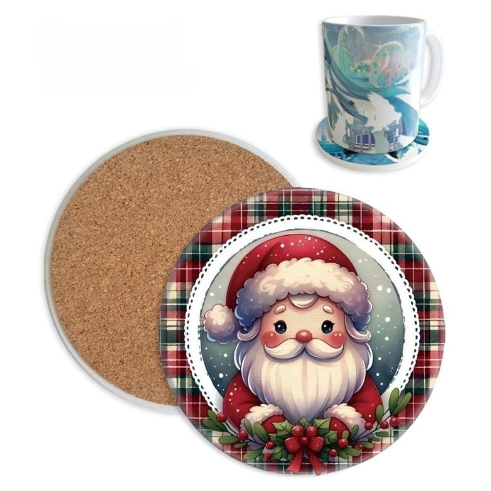 Non-Slip Christmas Santa Coasters Reindeer Insulation Pad Snowman Ceramics Family Gathering