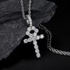 European American Trend S925 Sterling Silver 5mm Moissanite Cross Pendant Men's Gold Rhodium-Plated Christian Hip Necklace