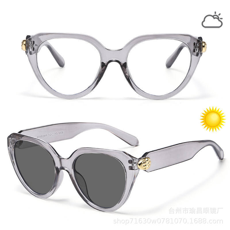 New fashion light luxury color-changing flat glasses UV-proof sunglasses for women, European and American men