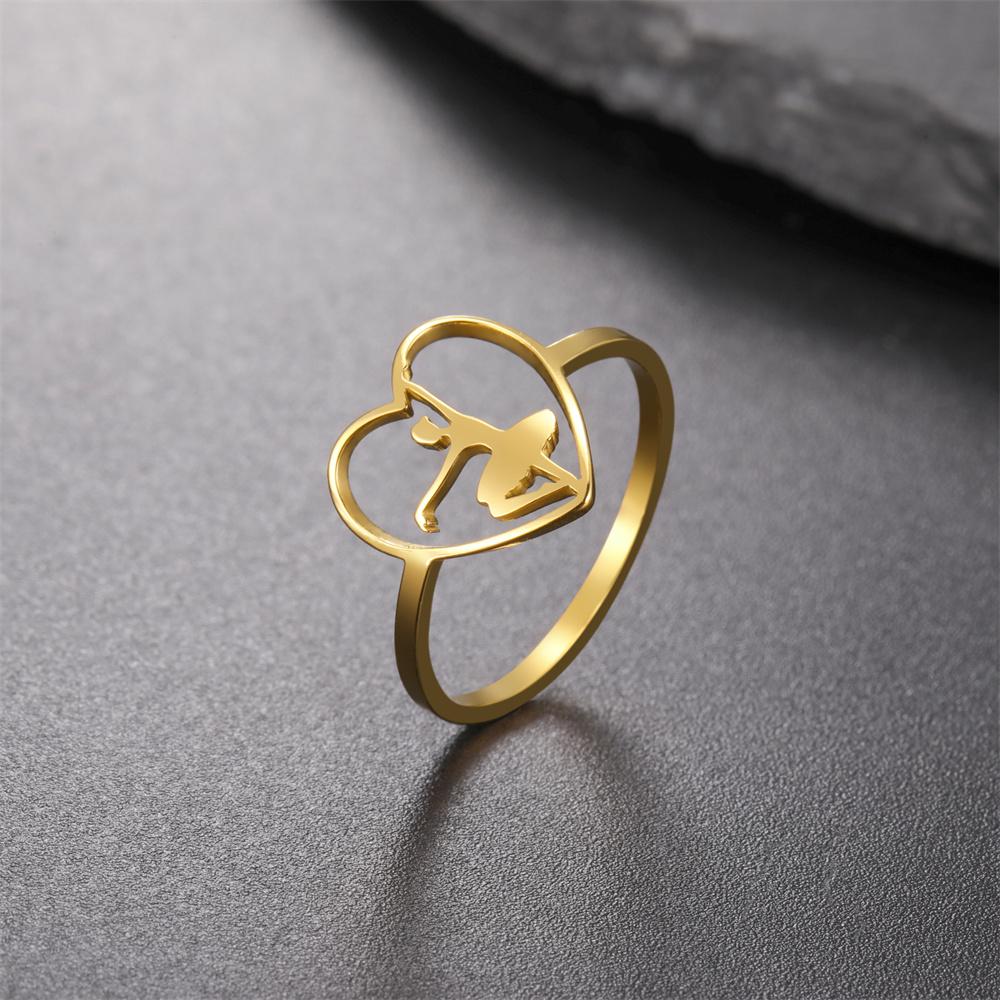 My Shape Gymnastics Girl Rings for Women Stainless Steel Artistic Gymnast Sports Ballerina Dancing Girls Finger Rings Jewelry