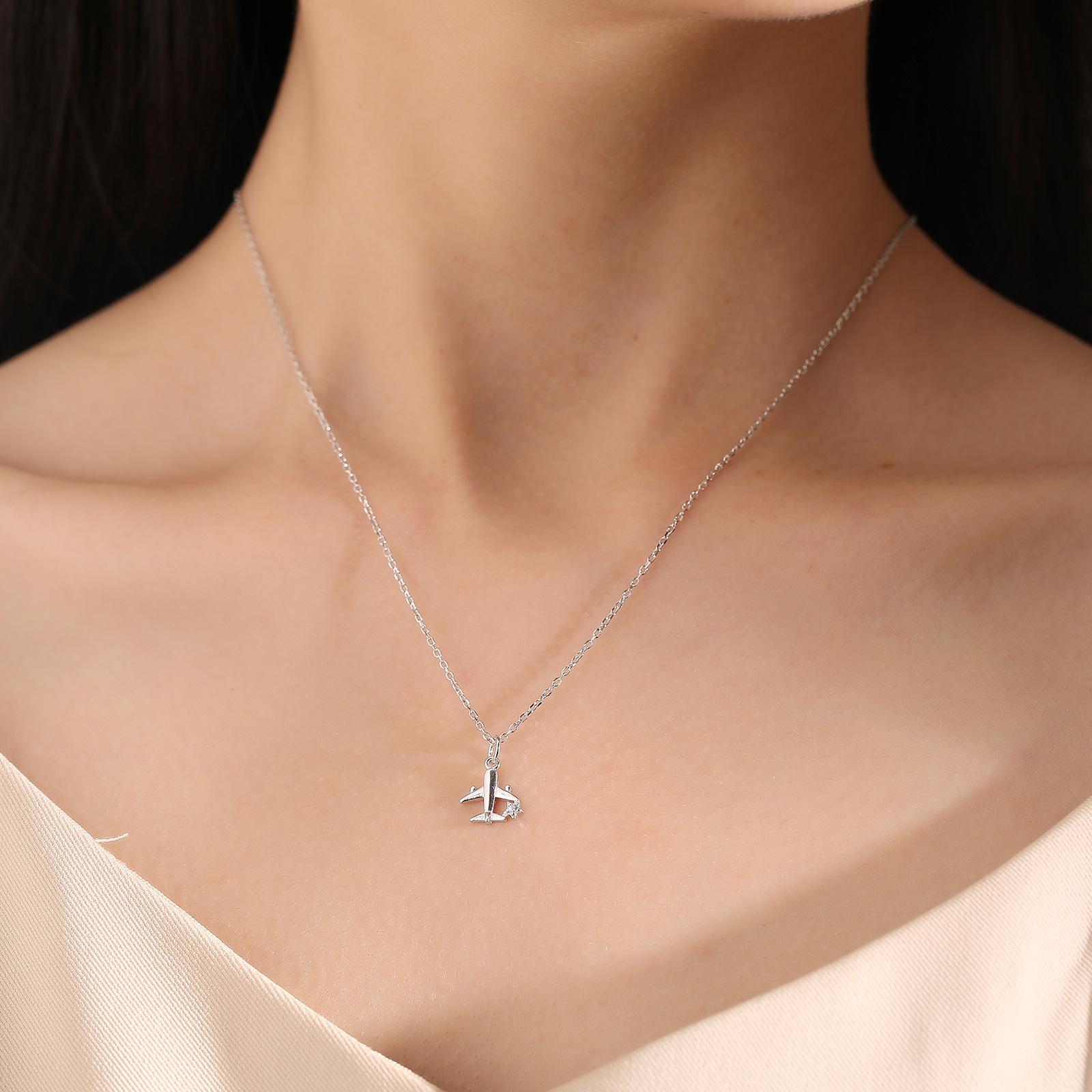 Beixi s925 Sterling Silver Airplane Necklace – Versatile Niche Design Exquisite Silver Jewelry 925 Sterling Silver