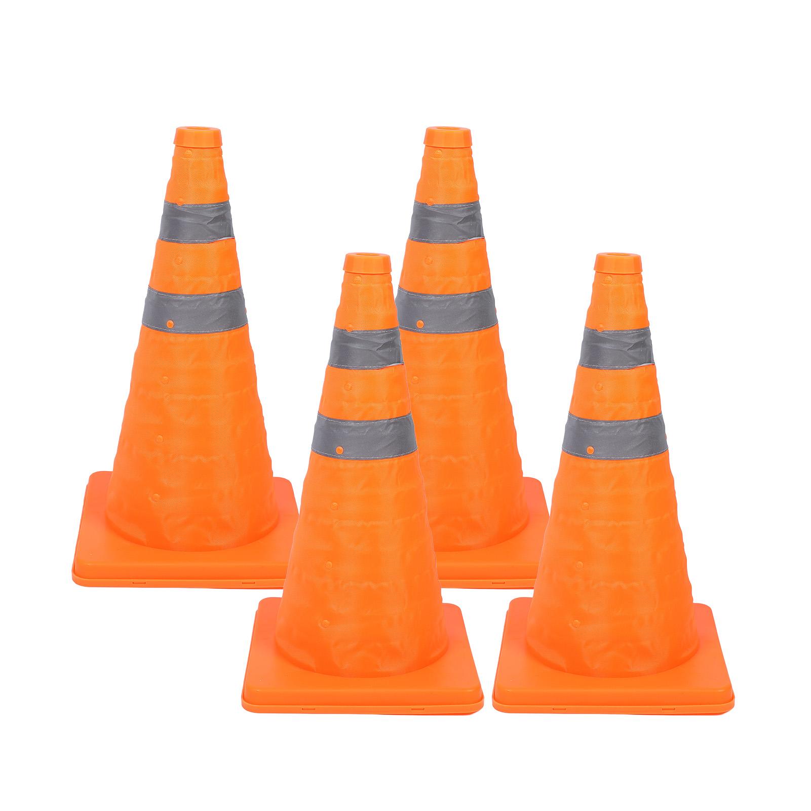 

4 шт. дорожных конуса 45 см 360 градусов светоотражающие полосы складная основа из полипропилена водонепроницаемая ткань Оксфорд безопасность