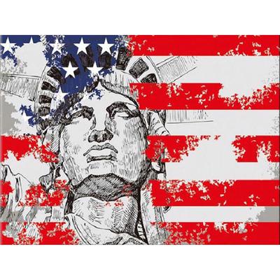 Diamond Painting Round "Freedom Idol and Stripe Flag" Diamond Embroidered Rhinestone Home Decortion