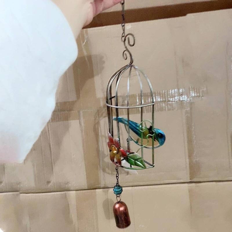 2pcs Birdcage Wind Chime Door Bells Decorations for Home Garden Backyard Hanging