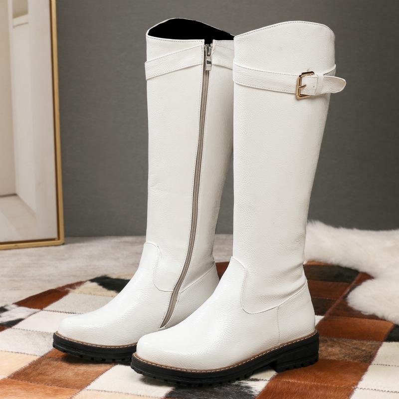 Botas altas de nieve de felpa de piel para mujer Zapatos de invierno 2024 Blanco Negro Moda Equitación Lluvia Zapatos de mujer Botas casuales hasta la rodilla para mujer